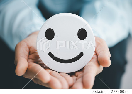 Concept good business includes handling both compliments complaints from customers ensuring employee satisfaction addressing any positive feedback to prevent mental strain customer dislike with smile 127740032