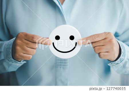 Concept good business includes handling both compliments complaints from customers ensuring employee satisfaction addressing any positive feedback to prevent mental strain customer dislike with smile 127740035