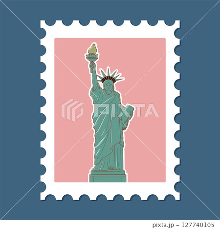 Statue of Liberty Vector Stamp Illustration 127740105