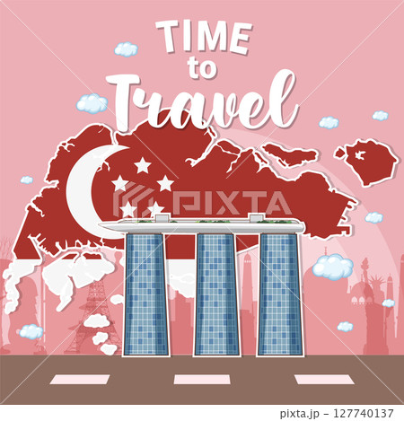 Iconic Landmark with Travel Theme Illustration Iconic Landmark with Travel Theme Illustration 127740137