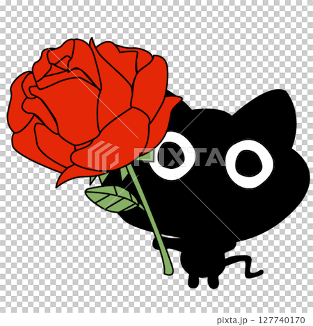 Illustration A black cat holding a red rose. Illustration A black cat holding a red rose. 127740170