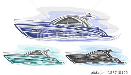 Vector sport Motor Boat set 127740196