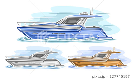 Vector Motorboat Set 127740197