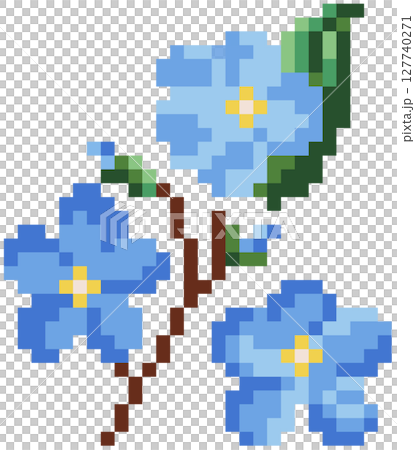 Blue flower pixel style isolated on white background 127740271