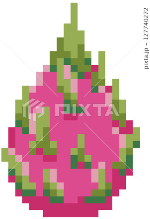 Vector Illustration of Dragon fruit with Pixel Art Design, perfect for game assets themed designs on white background. 127740272