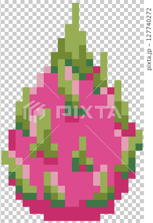 Vector Illustration of Dragon fruit with Pixel Art Design, perfect for game assets themed designs on white background. 127740272