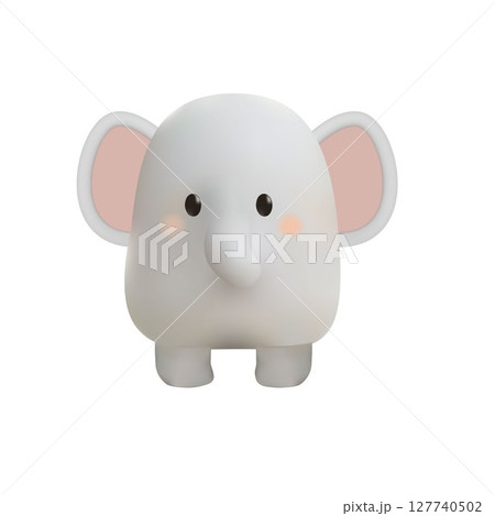 3D cartoon elephant with big ears and a small body 3D cartoon elephant with big ears and a small body 127740502