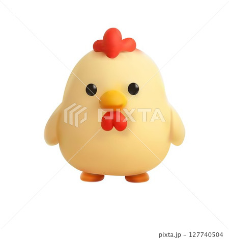Cute 3D cartoon chicken red comb and yellow Cute 3D cartoon chicken red comb and yellow 127740504