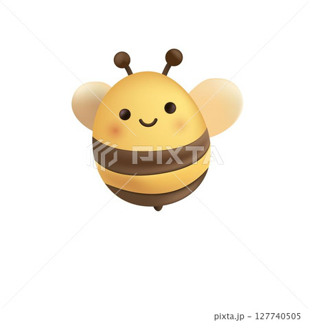Smiling 3D cartoon bee with round body 127740505