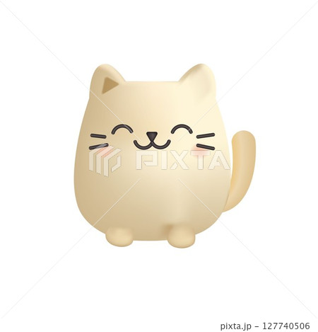 Smiling 3D cartoon cat with whiskers  127740506
