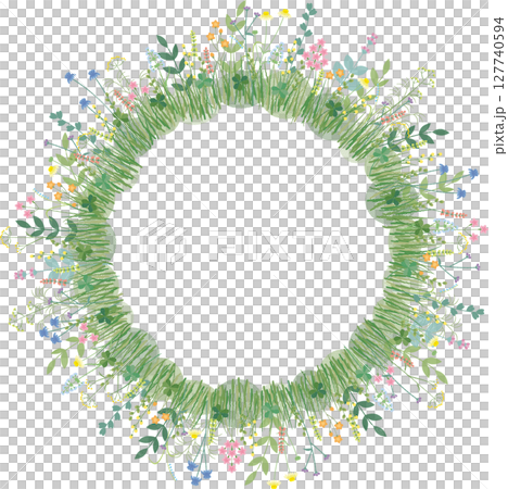 刺繡風格野花花環插圖 127740594