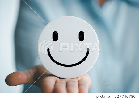 Concept good business includes handling both compliments complaints from customers ensuring employee satisfaction addressing any positive feedback to prevent mental strain customer dislike with smile 127740780