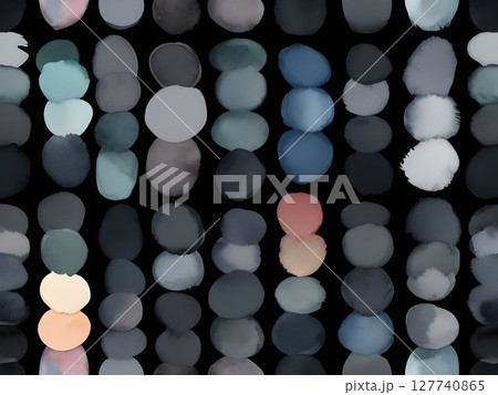Different shades of black grey and orange watercolor brushstrokes are arranged creating a natural and artistic pattern 127740865