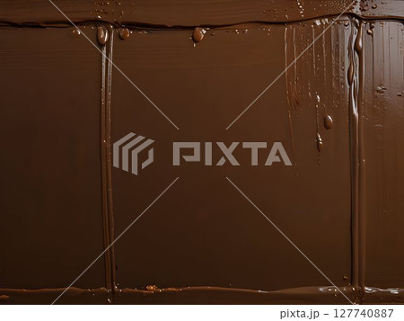 Brown paint brushstrokes layering with subtle light reflections, forming textured abstract background, adding depth and visual dynamism to graphic compositions 127740887