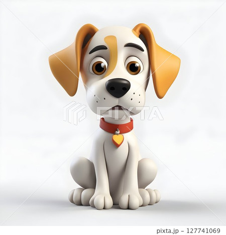 Friendly cartoon puppy smiling, creating a heartwarming and playful scene 127741069