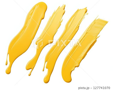 Yellow strokes dynamically splashing forming energetic abstract visual composition 127741070