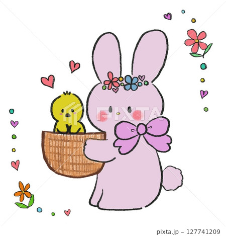 うさぎとひよこ うさぎとひよこ 127741209