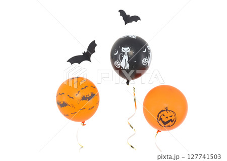 Orange and black Halloween balloons, isolated on white, PNG Orange and black Halloween balloons, isolated on white, PNG 127741503