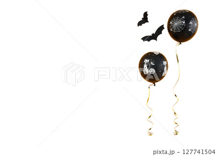 Halloween-themed festive balloons, isolated on white, PNG 127741504
