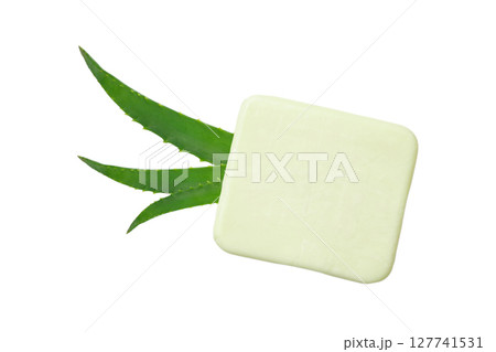 Aloe vera leaf on white, highlighting benefits, isolated on white, PNG Aloe vera leaf on white, highlighting benefits, isolated on white, PNG 127741531