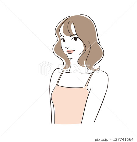 ミディアムヘアのモデル風おしゃれな女性 127741564