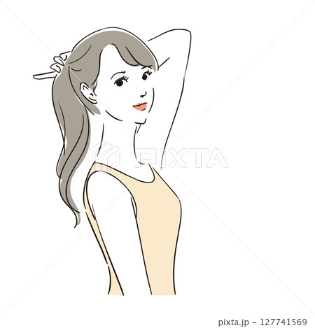 ロングヘアのモデル風おしゃれな女性 ロングヘアのモデル風おしゃれな女性 127741569