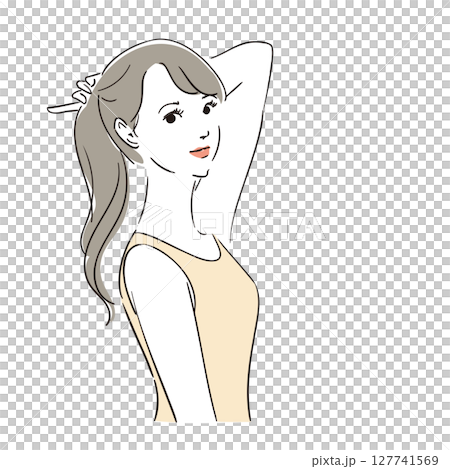 ロングヘアのモデル風おしゃれな女性 ロングヘアのモデル風おしゃれな女性 127741569