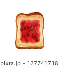 美味しそうな山型パンの苺ジャムトースト　リアルな水彩風 127741738
