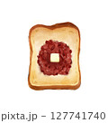 美味しそうな山型パンの名古屋名物小倉トースト　リアルな水彩風 127741740