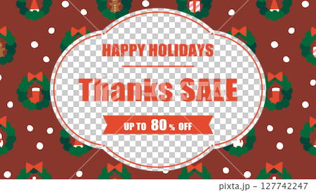 Christmas wreath pattern frame/sale ad template (landscape 16:9) 127742247