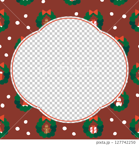 クリスマスリース模様のフレーム・背景素材（正方形） 127742250