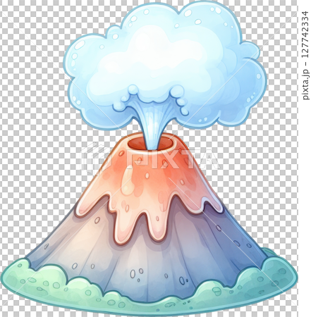 Colorful volcanic eruption in a scenic landscape 127742334