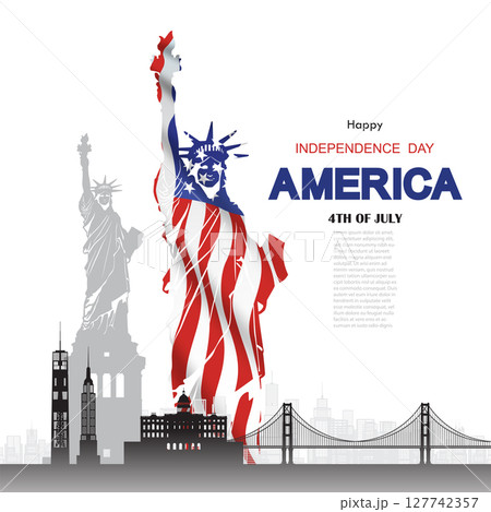Anniversary and celebration Happy independence day of American in national flag. 127742357