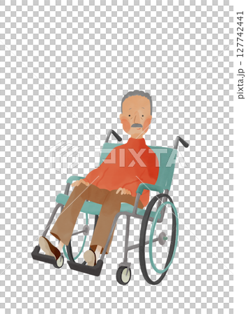 坐在輪椅上的老人 127742441