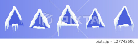Versatile Snow-Capped Banners: Customizable triangle Winter Ad Designs 127742606