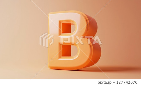 Letter B font orange frame uppercase for children toy learning with game play on solid background Letter B font orange frame uppercase for children toy learning with game play on solid background 127742670