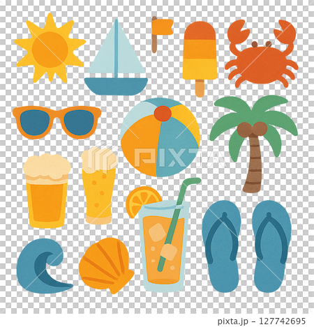 夏のリゾートのおしゃれなイラスト 127742695