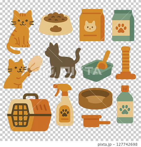 猫の飼育素材セット 127742698