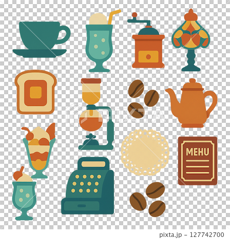 可愛的咖啡館圖標集 127742700