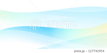 ブルーとグリーンのやさしいグラデーションウェーブ背景 127742954