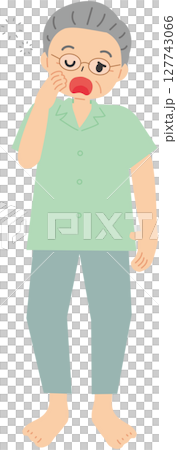 戴眼鏡的打哈欠的中年男子 戴眼鏡的打哈欠的中年男子 127743066