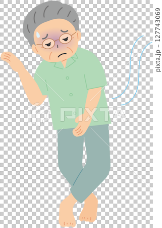 An elderly man with glasses who is dizzy and staggering An elderly man with glasses who is dizzy and staggering 127743069