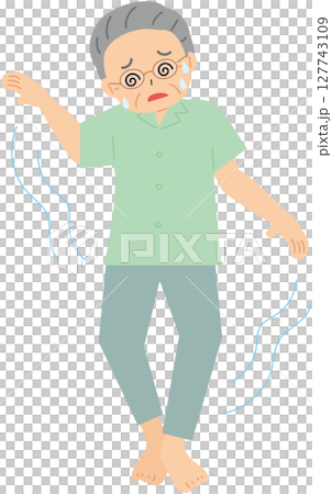 An unsteady elderly man wearing glasses An unsteady elderly man wearing glasses 127743109