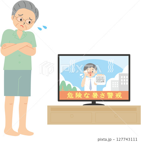 暑さの実況中継を見て嫌だなと思う眼鏡の年配男性 127743111