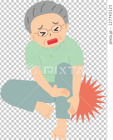 こむら返りで苦しむ眼鏡の年配男性 127743125