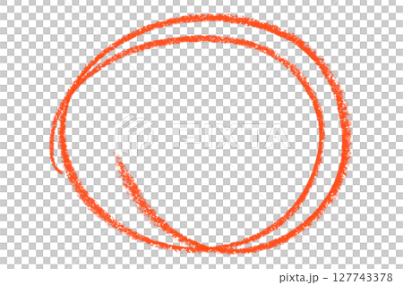 Red pencil highlight circle mark isolated on transparent background 127743378