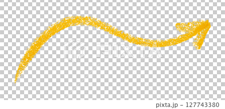 Yellow arrow symbol colored pencil isolated on transparent background 127743380
