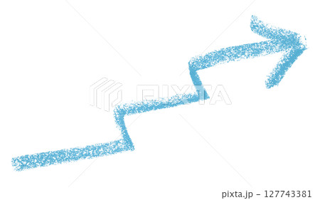 Light blue arrow symbol colored pencil isolated on transparent background 127743381