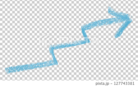 Light blue arrow symbol colored pencil isolated on transparent background 127743381