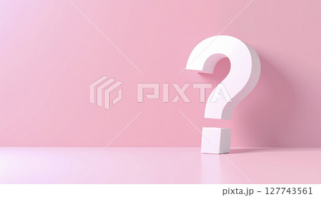 立体的なハテナマークとピンク色の背景 127743561